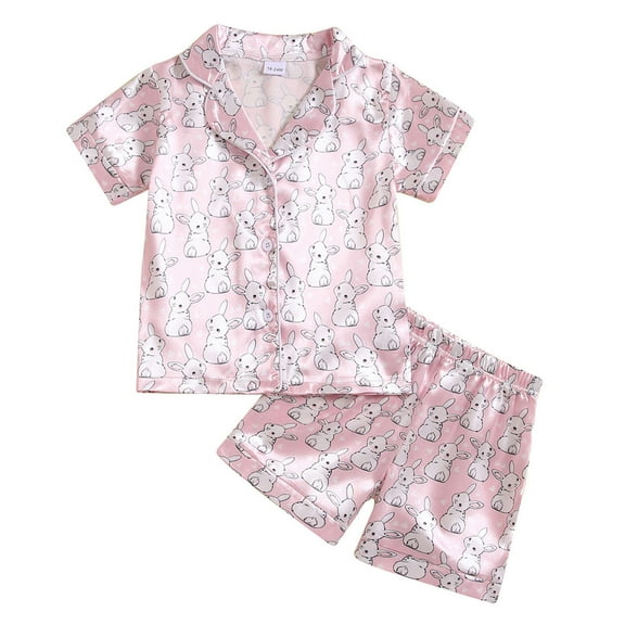 Girls Pajama Set Short Sleeve Cartoon Print T Shirt Tops Shorts Casual Loose Fit Outfits 2 Pieces Red Loungewear Clothes Sets Gifts 3-4T