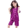 thumbnail image 1 of Girls Pajama Set Satin Pajamas Kids Button Down Tops with Shorts Toddler Nightgown Girls Pajama Sets Size 2-3, 1 of 4