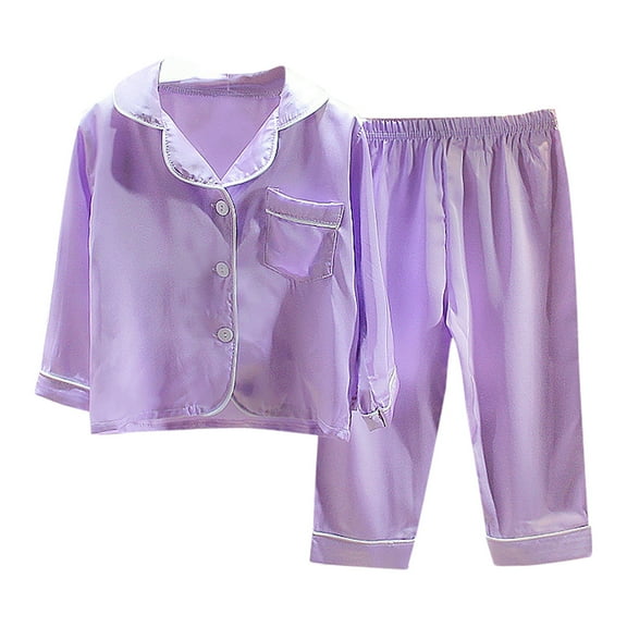 Girls Pajama Sets Short Sleeve High Waist Sleepwear Outfits Solid Color Shirts and Pants 2 Pieces Set 12-24 Months