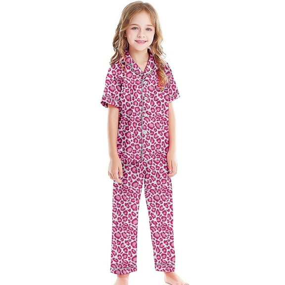 Girls Pajamas 3 Piece Set Button-Down Pjs Short Sleeve Top Shorts & Long Pants Bow Valentine's Day Pajama Sets Loungewear Nightwear Nighty for Teens