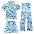 thumbnail image 1 of Girls Pajamas 3 Piece Set Size 7-8 Button-Down Pjs Short Sleeve Top Shorts & Long Pants Cute HeartValentine's Day Pajama Outfit with Pockets Loung Sets Silk Nightwear Nighty for Teens, 1 of 2