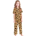 thumbnail image 1 of Girls Pajamas 3 Piece Set Size 7-8 Button Down Pjs Short Sleeve Long Pants with Shorts Cute Cartoon Valentine's Day Pajama Outfit with Pockets Silky Nightwear Nighty for Teens, 1 of 6