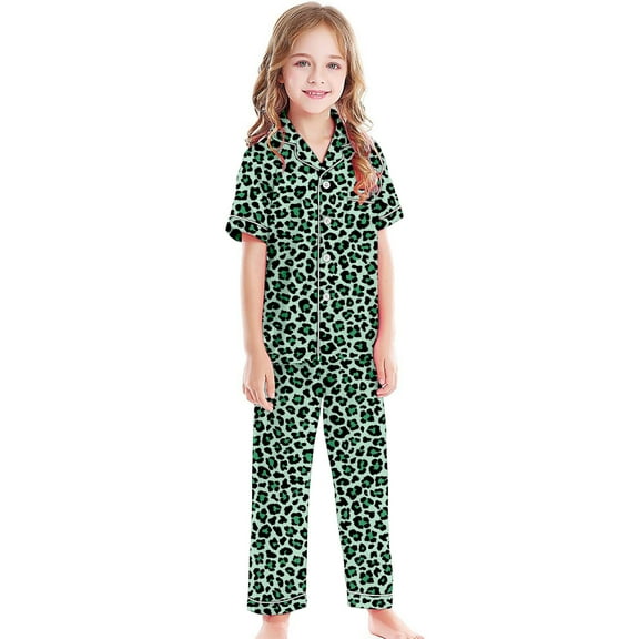 Girls Pajamas 3Pcs Button Down Pjs Short Sleeve Top Shorts & Long Pants Bow Valentine's Day Pajama Outfit with Pockets Loungewear Nightwear Sleepwear Nighty