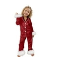 thumbnail image 1 of Girls Pajamas 5T Pajamas Girls Satin Pajamas for Girls – Coat Style Long Sleeve Silky Button Down PJ Set Christmas Sleepwear Red 3-4 Years, 1 of 7