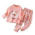 thumbnail image 1 of Girls Pajamas Autumn Kids Underwear Long Sleeve Cute Sheep Print Warm Tops Pants Pajamas Set Baby Girl Outfits Pink 4 Years-5 Years, 1 of 5