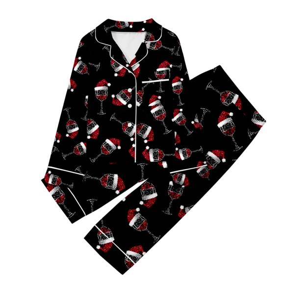 Girls Pajamas Girls Pajama Set Children's Casual Printed Button Down Lapel Long Sleeve Top And Pants Pajamas Set