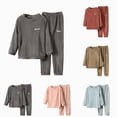 thumbnail image 1 of Girls Pajamas Kids 2 Piece Pjs Set Soft Cozy Long Sleeve Top And Pants Stretchy Girls' Sleepwear,cozy‑fleece 6-12 Months 12-24 Months 2t 3t 4t 5t 6t 7t 8t 9t Children Khaki 3-4 Years, 1 of 3