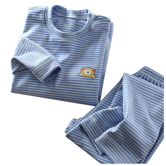 Girls Pajamas Kids Cartoon Printed Striped Long Sleeve Shirt Tops And Pants Cute Velvet Sleepwear Pajama Set Size 7-8 Y