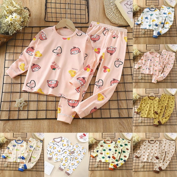 Girls Pajamas Kids Cotton Pajama Sets Long Sleeve Pjs Comfy Girls Sleepwear,homewear 6-12 Months 12-24 Months 2t 3t 4t 5t 6t 7t 8t 9t Children Light Pink 9-10 Years