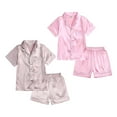 thumbnail image 1 of Girls Pajamas Satin Pajama Set Silk Pjs Short Sleeve Sleepwear Loungewear Clothes Set Size 1-13 Years, 1 of 7