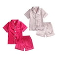thumbnail image 1 of Girls Pajamas Satin Pajama Set Silk Pjs Short Sleeve Sleepwear Loungewear Clothes Set Size 1-13 Years, 1 of 7