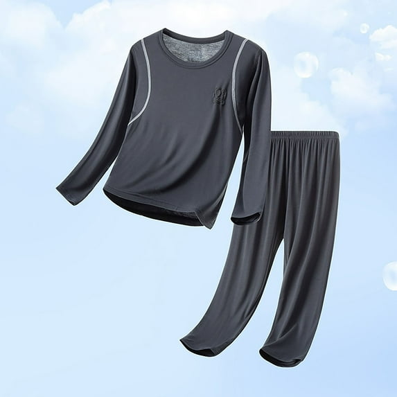 Girls Pajamas Set Grey Crewneck Soft Long Sleeve Comfort T Shirt Top Nightwear with Pants Set Teen 14-15 Years Boys Pajamas