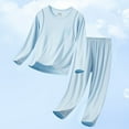 thumbnail image 1 of Girls Pajamas Set Light Blue Long Sleeve Crewneck Soft Comfort Top Shirts and Pants Set Kids Size 3T Girls Pajamas, 1 of 2