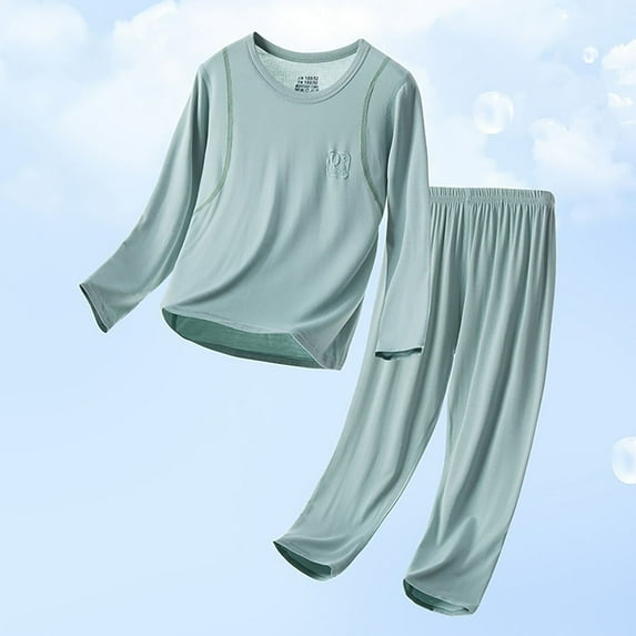 Girls Pajamas Set Light Green Long Sleeve Crewneck Soft Comfort Top Shirts and Pants Set Kids Toddler Pjs 8-9 Years