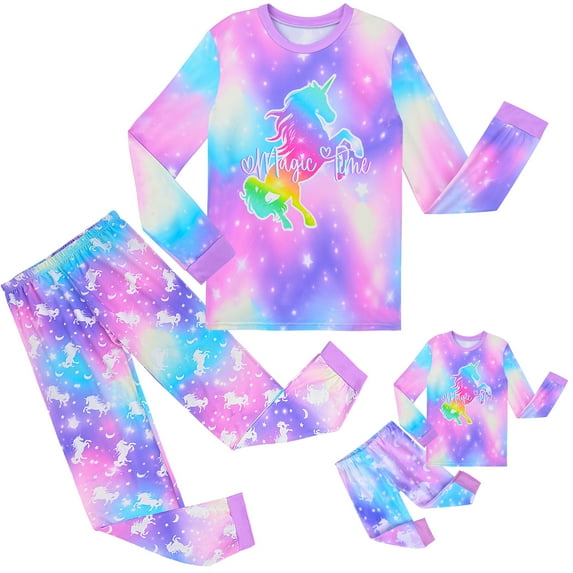 Girls Pajamas Set Matching Doll Pjs Toddler Kids Sleepwear Christmas Clothes Gift