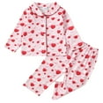 thumbnail image 1 of Girls Pajamas Set Matching Valentines Day Pajamas Hearts Shape Printed 2 Piece Long Sleeve Holiday Pajama for Toddler Boys Girls 3-4 Years, 1 of 7
