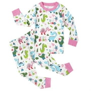 POPSHION Girls Pajamas Sets Long Sleeve Dinosaur Rainbow Pajamas 100% Cotton Kids Clothes Toddler Sleepwear 7T