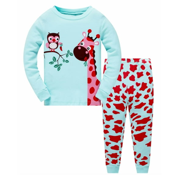 Girls Pajamas Sets Long Sleeve Giraffe Rainbow Pajamas 100% Cotton Kids Clothes Toddler Sleepwear 6T