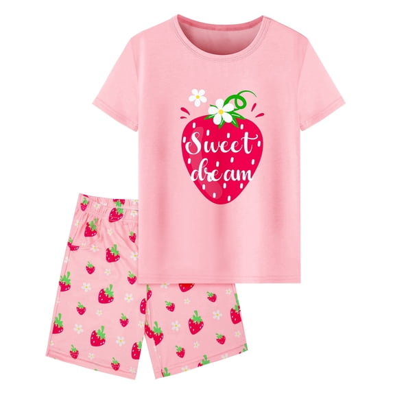 Girls Pajamas Short Sleeve Toddler Girls Summer Short Sets Sleepwear Clothes Sets Girls Pajamas Size 3-10