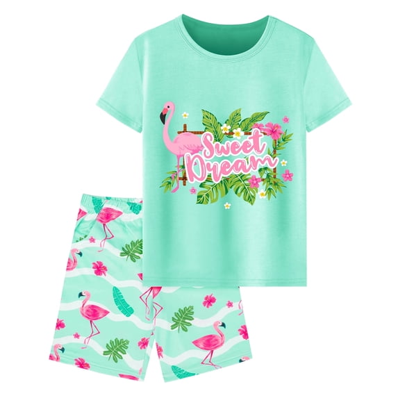 Girls Pajamas Short Sleeve Toddler Girls Summer Short Sets Sleepwear Clothes Sets Girls Pajamas Size 3-10