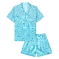 thumbnail image 1 of Girls Pajamas Silk PJS Set Pink Bow Satin Sleepwear Short Sleeve Jammies for Kids Button-Down Nightwear size 7-14, 1 of 7