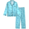 thumbnail image 1 of Girls Pajamas Silk PJS Set Satin Sleepwear Long Sleeve Jammies for Kids Button-Down Nightwear Loungewear 3-16 Years, 1 of 7