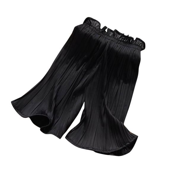 Girls Palazzo Pants Flowy Ruffle Stretchy Wide Leg Pant High Waisted Elastic Ruched Trousers