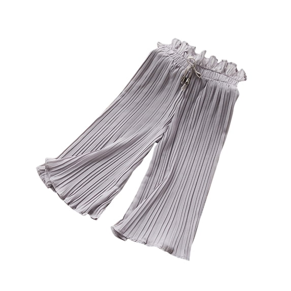 Girls Palazzo Pants Flowy Ruffle Stretchy Wide Leg Pant High Waisted Elastic Ruched Trousers