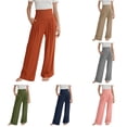 thumbnail image 1 of Girls Palazzo Pants Summer Boho Wide Leg High Waist Casual Pant 2025 Beach Travel Outfits, 1 of 5