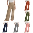 thumbnail image 1 of Girls Palazzo Pants for Girls Summer Boho Wide Leg High Waist Casual Beach Travel Outfit 2025 Size 8-9 Years, 1 of 5