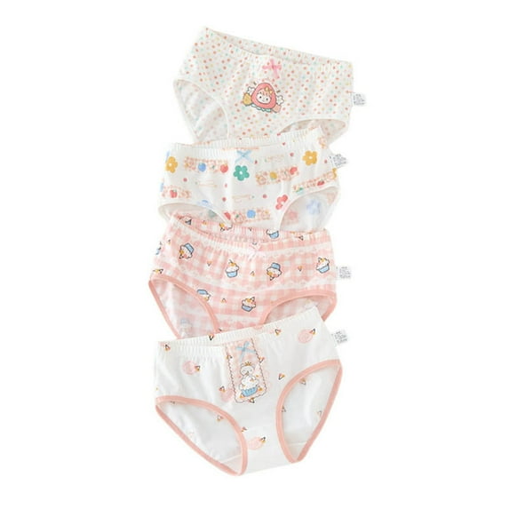 Girls Panties Kids Toddler Cute Cartoon Briefs Shorts Pants Polyester Underwear Trunks 4Pcs Girls Boyshorts Underwear Pink 2 Years-3 Years