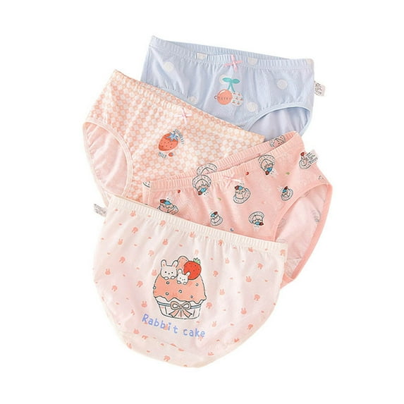 Girls Panties Size 6-8 Briefs for Boys Cute Cartoon Print Cotton Underwear Trunks 4 PCS Soft and Comfortable Toddler Kids Underpants Z02-Beige 3-4 Years