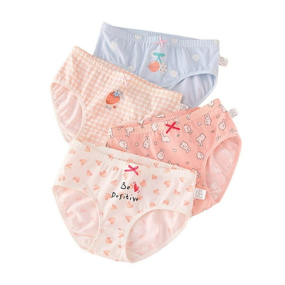 Girls Panties Size 6-8 Briefs for Boys Cute Cartoon Print Cotton Underwear Trunks 4 PCS Soft and Comfortable Toddler Kids Underpants Z2-Light Purple 3-4 Years