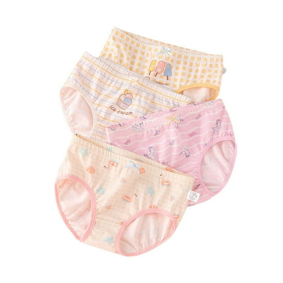 Girls Panties Size 6-8 Briefs for Boys Cute Cartoon Print Cotton Underwear Trunks 4 PCS Soft and Comfortable Toddler Kids Underpants Z2- 6-7 Years