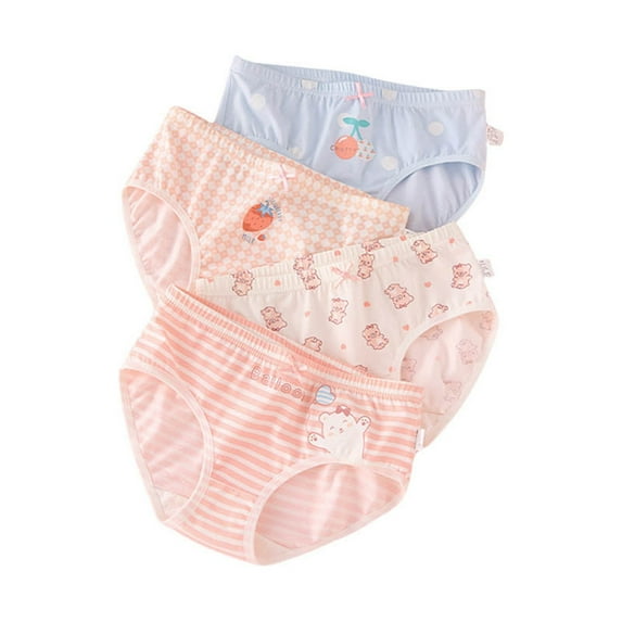 Girls Panties Size 6-8 Briefs for Boys Cute Cartoon Print Cotton Underwear Trunks 4 PCS Soft and Comfortable Toddler Kids Underpants Z2-White 6-7 Years