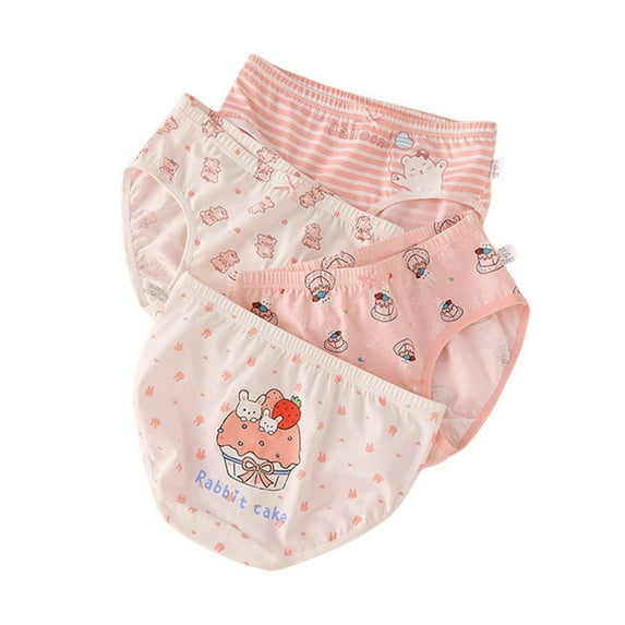 Girls Panties Size 6-8 Briefs for Boys Cute Cartoon Print Cotton Underwear Trunks 4 PCS Soft and Comfortable Toddler Kids Underpants Pink 3-4 Years