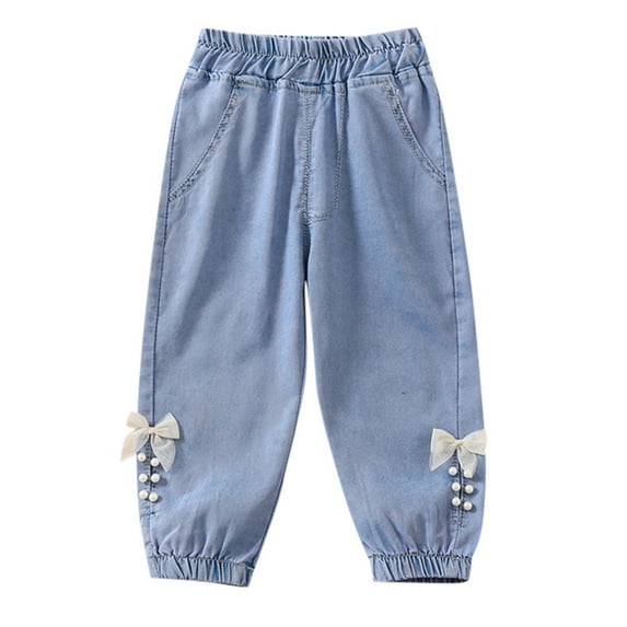Girls Pants 12-18 Months Baby Denim Jeans Jeans Soft Elastic Waist Denim Stretchy Comfortable Breathable Trendy Outdoor Trousers