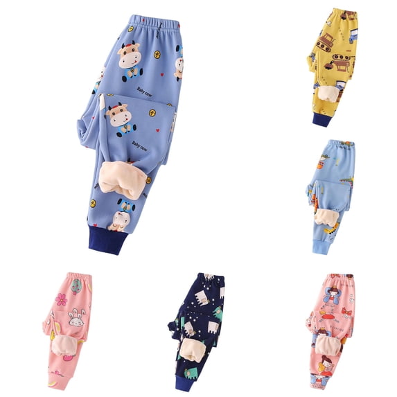Girls Pants Adorable Girls Pants with Cartoon Elastic Waist Autumn Winter Wear for Comfortable Daily Outfit Blue 5-6 Years