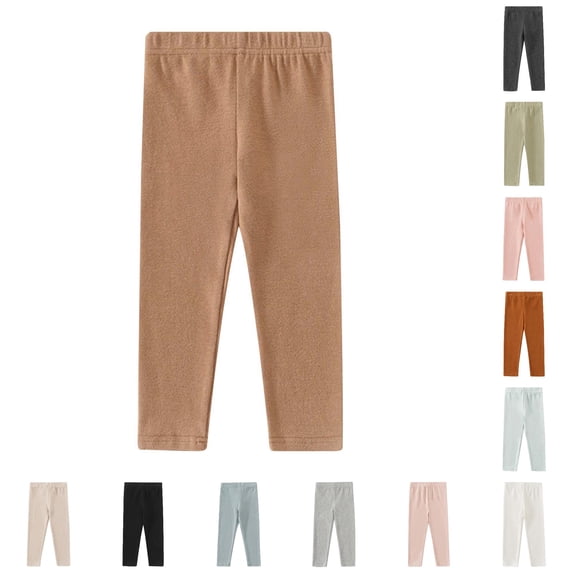 Girls Pants for Baby and Toddler Girls and Boys Autumn Solid Color Elastic Waist Sweatpants with Leggings Warm Pull-On Pants for Everyday Comfort and Cozy Wear
