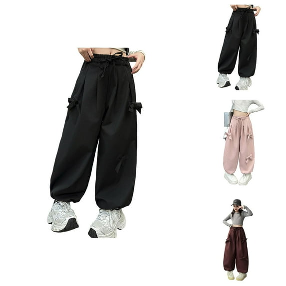Girls Pants Back To School Clothes for Girls Cute Loose Fit Bow Tie Harem Trousers Comfortable Casual Autumn Fashion for Toddler Kids Stylish and Versatile Girls Clothing