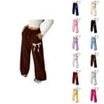 thumbnail image 1 of Girls Pants Back To School Clothes for Teen Girls Girls Athletic Pants Lightweight Bowknot Baggy Sweatpants with Pockets for Outdoor Activities and Everyday Wear, 1 of 7