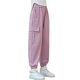 thumbnail image 1 of Girls Pants,Cargo Pants Children Girls Casual High Waisted Drawstring Loose Fit Pockets Streetwear Bottoms Pants,Sweatpants,Pink,9-10 Years, 1 of 9
