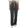 thumbnail image 1 of Girls Pants Casual Baggy Sweatpants Elastic Waist Drawstring Athletic Pants with Pockets Loose Fit Wide Leg Joggers for Kids,Z01 Dark Gray,7-8 Years, 1 of 9
