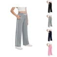 thumbnail image 1 of Girls Pants Casual Pants for Girls Comfortable Sweatpants Loose Teen Drawstring Wide Leg Casual Cargo Side Striped Pants with Pockets for Girls Ages 6-14, 1 of 9