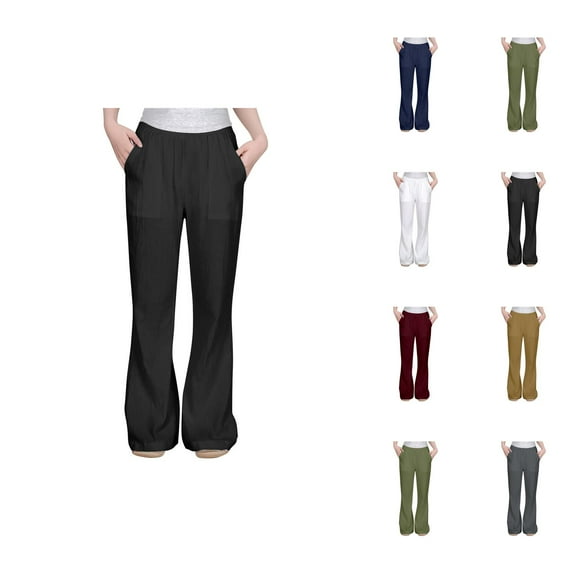 Girls Pants Casual Pants for Girls Casual Flowy Loose Fit Linen Pants High Waist Trousers Cozy Beachwear Comfortable Children’s Casuals
