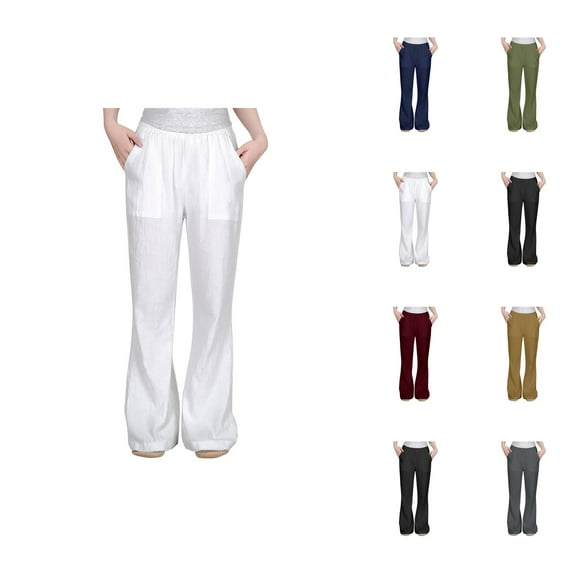 Girls Pants Casual Pants for Girls Casual Flowy Loose Fit Linen Pants High Waist Trousers Cozy Beachwear Comfortable Children’s Casuals