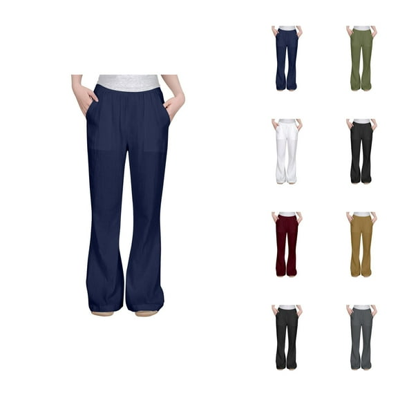 Girls Pants Casual Pants for Girls Casual Flowy Loose Fit Linen Pants High Waist Trousers Cozy Beachwear Comfortable Children’s Casuals