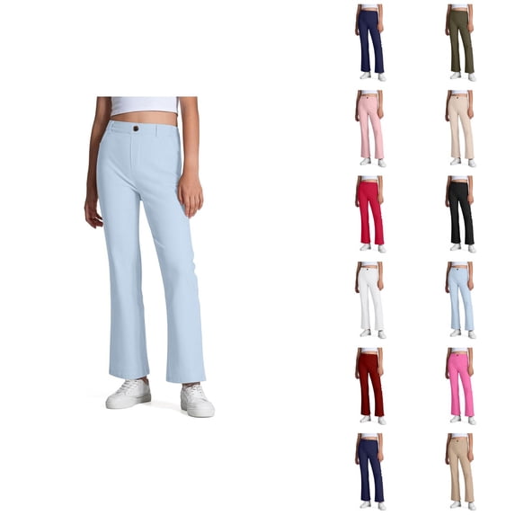 Girls Pants Casual Pants for Girls Kids Dress Pants High Stretchy Zipper Style with Pockets for Daily Leisure School Outdoor Activities Ages 5 to 16