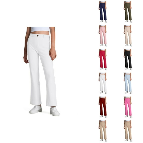Girls Pants Casual Pants for Girls Kids Dress Pants High Stretchy Zipper Style with Pockets for Daily Leisure School Outdoor Activities Ages 5 to 16