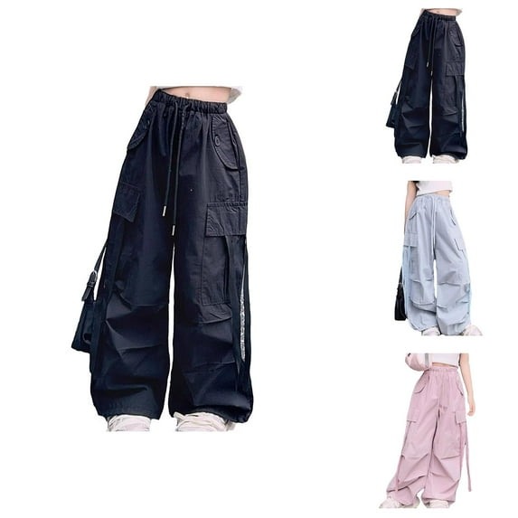 Girls Pants Casual Pants for Girls Stylish Cargo Pants with Pockets Casual Solid Color Streetwear for 4-14 Years Old Fashionable Girls